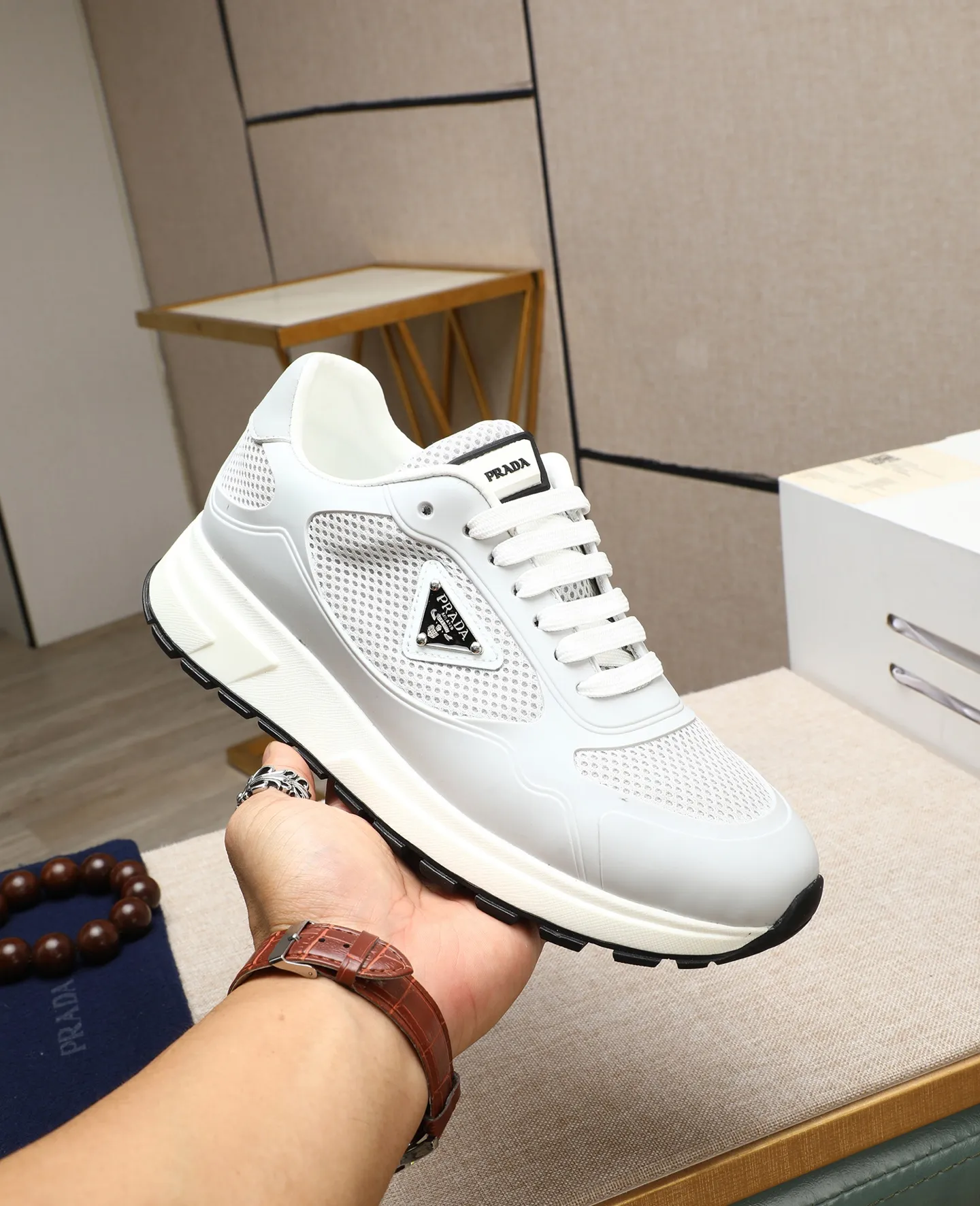 Men's shoes 💰580 [PRADA] Prada - High-end quality original order - Upper: 🔝 silk calfskin, brand canvas cloth, brand metal fasteners - Lining: mesh, foot pads; top-grade cowhide - Outsole: ultra-light TPU foam; molded outsole - Ultra-high quality control·Fine workmanship: highlighted (high-end·luxury·grade) -Size: 38-44 (45 can be customized) Wang